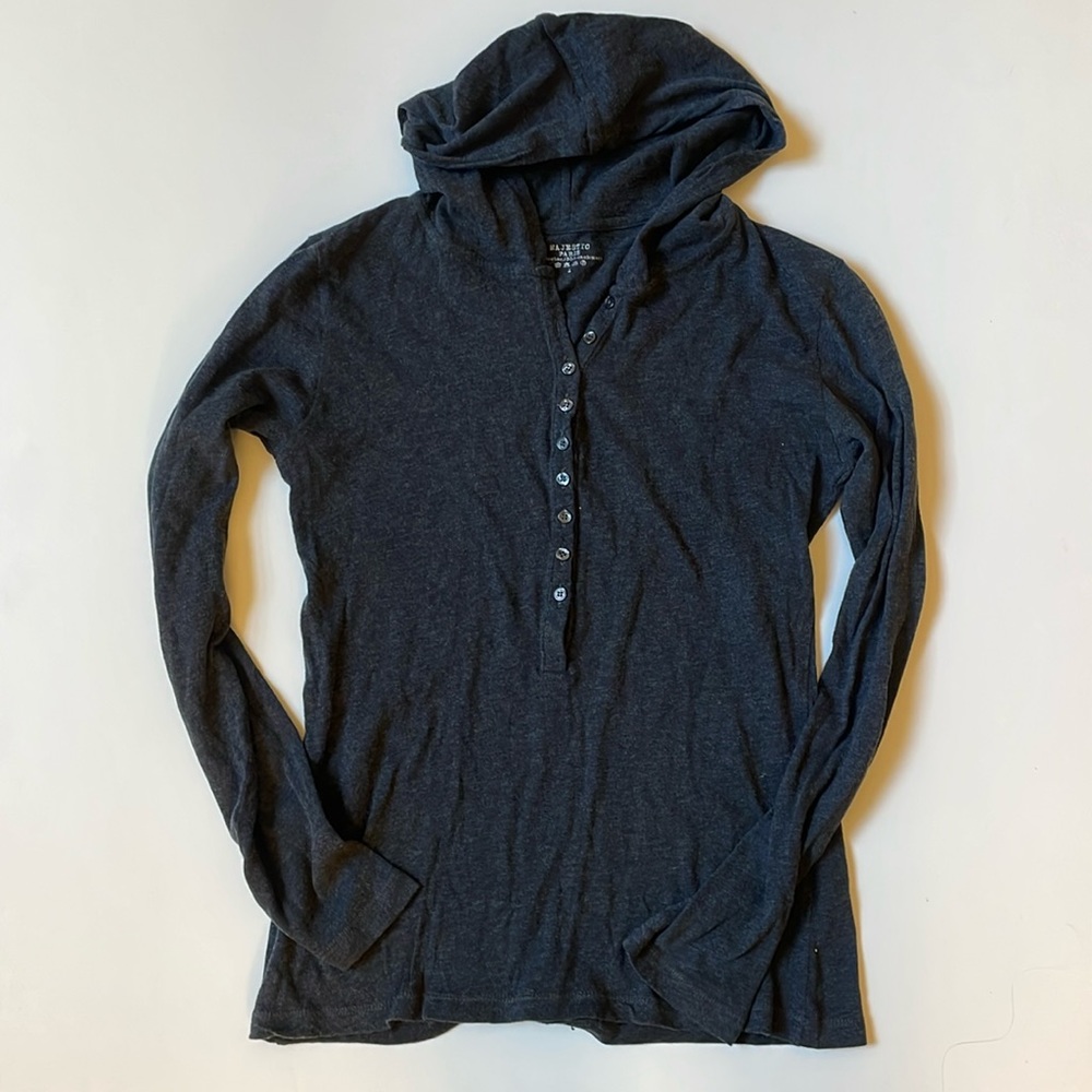 Majestic Hooded Long Sleeve 3/4 Button Down